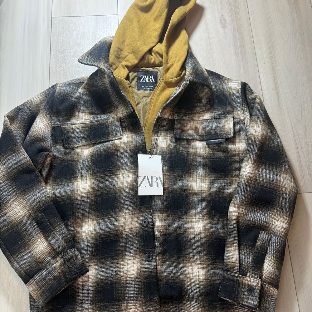 Zara Plaid Jacket with Mustard Hood